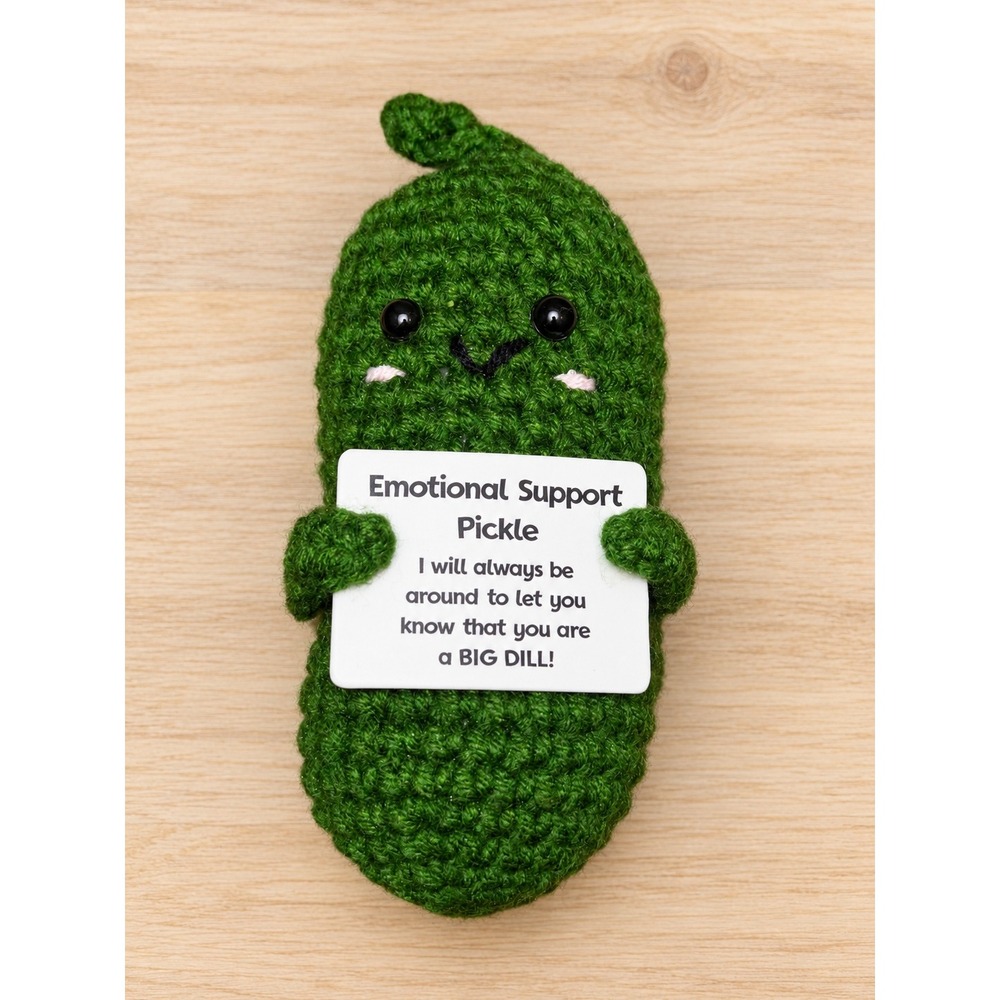 Emotional Support Pickle Crochet Plush Funny Big Dill Gift Encouragement New